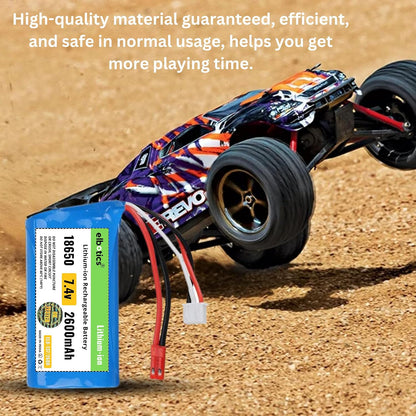 ELBOTICS 7.4V 2600mAh 2S 15C Li-ion Rechargeable Battery with JST Red Plug for RC Cars, RC Boats, RC Trucks & RC Helicopters
