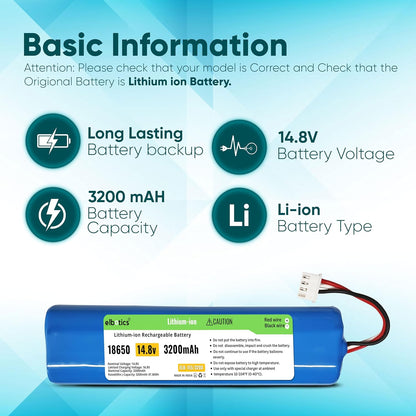 ELBOTICS 14.8V 3200mAh Li-ion Replacement Battery for Ecovacs Deebot N8, N8 Pro, Ozmo 900, 901, 905, 920, 930 & 937
