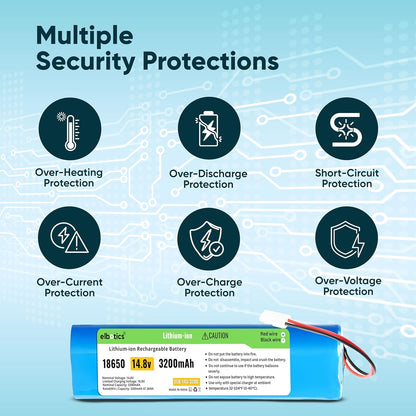 ELBOTICS 14.4V 3200mAh 47.36Wh Li-ion Replacement Battery Compatible with Milagrow i Map 9 Qihoo 360 S6, 360 S8 & 360 S8 Plus Robot Vacuum and Mop Cleaner