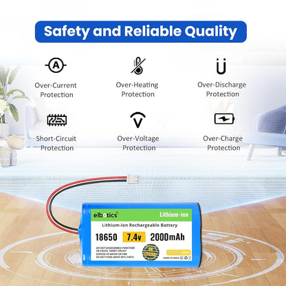 ELBOTICS 7.4V 2000mAh Li-ion Rechargeable Battery Pack with JST XH2.54 2-Pin Connector for RC Cars, RC Boats, RC Helicopters, Toys & Electronics