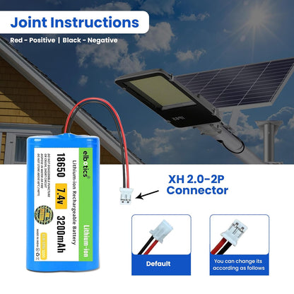 ELBOTICS 7.4V 3200mAh Li-ion Rechargeable Battery Pack with JST PH2.0 2-Pin Connector for RC Cars, RC Boats, RC Helicopters, Toys & Electronics