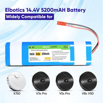 ELBOTICS 14.8V 3200mAh Li-ion Replacement Battery for ILIFE V3s Pro, V5s Pro, V50, V8s, X750 & V40 Robot Vacuum Cleaner