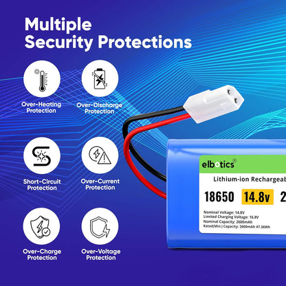 ELBOTICS 14.8V 2600mAh Li-ion Replacement Battery for Xiaomi Mijia G1 Mi Robot Vacuum Mop Essential, Panasonic, Phicomm, Puppyoo & Flyco