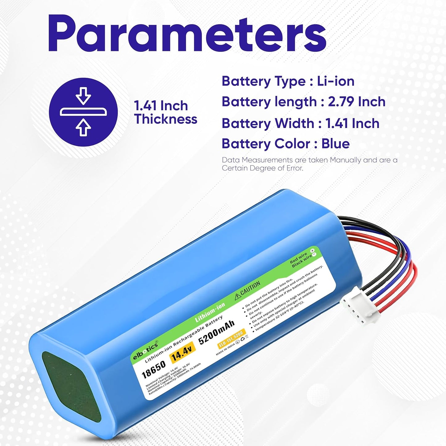 ELBOTICS 14.4V 5200mAh 74.88Wh Li-ion Replacement Battery Compatible with ECOVACS Deebot T5 T8 T9 T10 T20 Ozmo 950 X1 Omni & Yeedi Vac Robot Vacuum