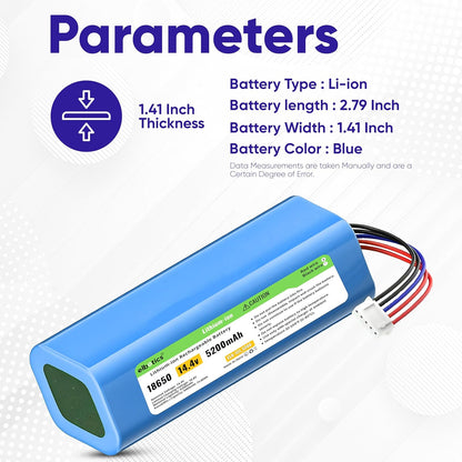 ELBOTICS 14.4V 5200mAh 74.88Wh Li-ion Replacement Battery Compatible with ECOVACS Deebot T5 T8 T9 T10 T20 Ozmo 950 X1 Omni & Yeedi Vac Robot Vacuum