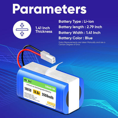 ELBOTICS 14.8V 2600mAh Li-ion Replacement Battery for Xiaomi Mijia G1 Mi Robot Vacuum Mop Essential, Panasonic, Phicomm, Puppyoo & Flyco