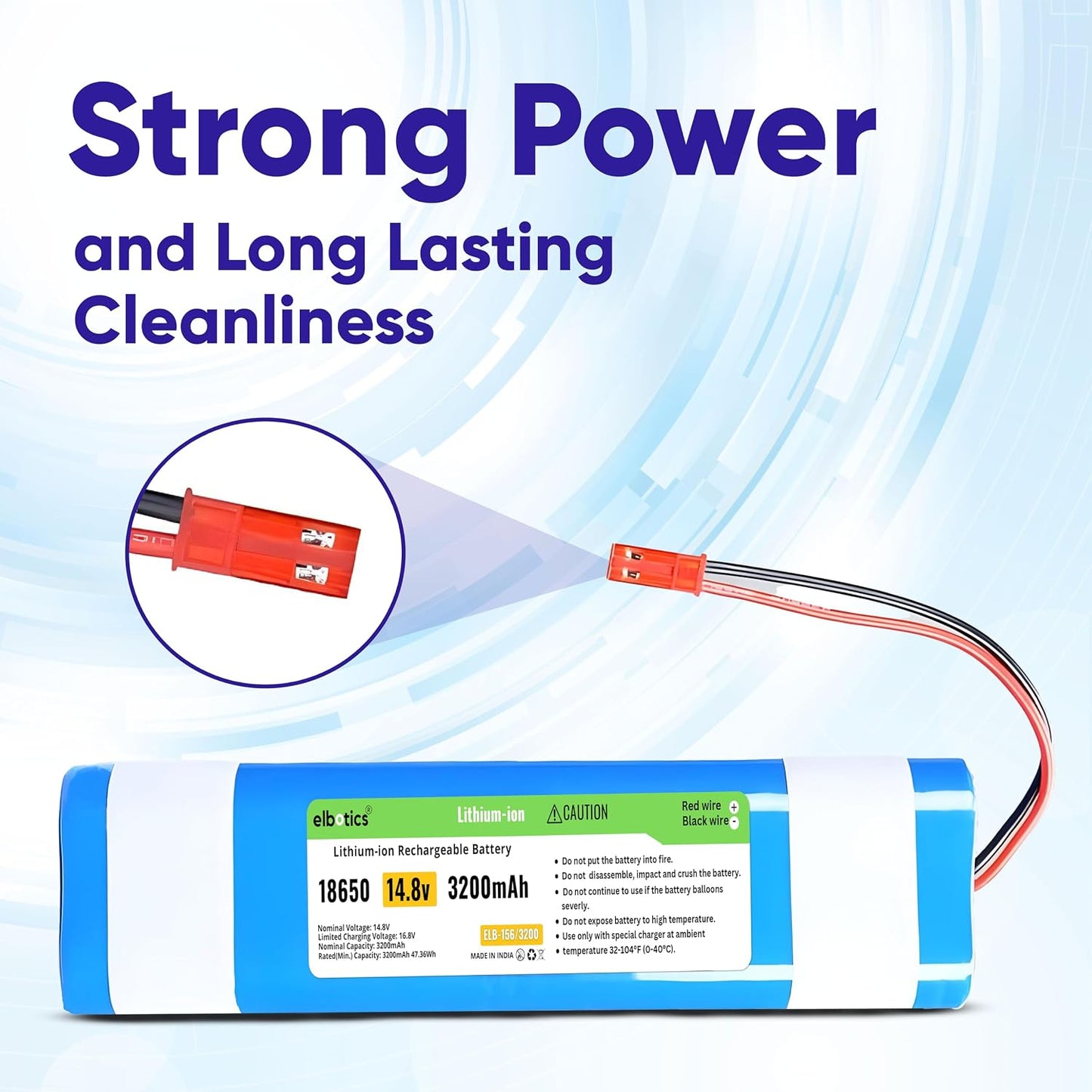 ELBOTICS 14.8V 3200mAh Li-ion Replacement Battery for ILIFE V3s Pro, V5s Pro, V50, V8s, X750 & V40 Robot Vacuum Cleaner