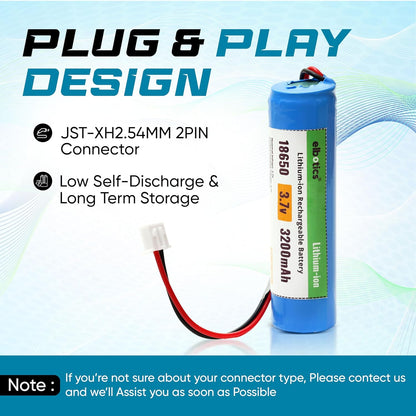 ELBOTICS 3.7V 3200mAh Li-ion Rechargeable Battery with XH2.54 2-Pin Connector