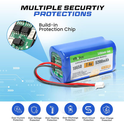 ELBOTICS 7.4V 5200mAh Li-ion Rechargeable Battery Pack with JST XH2.54 2-Pin Connector for RC Cars, RC Boats, RC Helicopters, Toys & Electronics