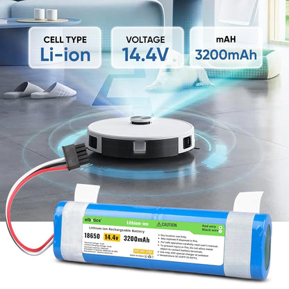 ELBOTICS 14.4V 3200mAh 47.36Wh Li-ion Replacement Battery for ILIFE A11, Cecotec Conga 3290 Series, Xiaomi Mi Robot Vacuum Mop Pro, Viomi V2/V3/SE & Wyze WVCR200S
