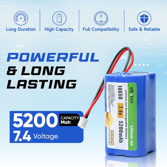 ELBOTICS 7.4V 5200mAh Li-ion Rechargeable Battery Pack with JST XH2.54 2-Pin Connector for RC Cars, RC Boats, RC Helicopters, Toys & Electronics