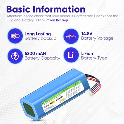 ELBOTICS 14.4V 5200mAh 74.88Wh Li-ion Replacement Battery Compatible with ECOVACS Deebot T5 T8 T9 T10 T20 Ozmo 950 X1 Omni & Yeedi Vac Robot Vacuum