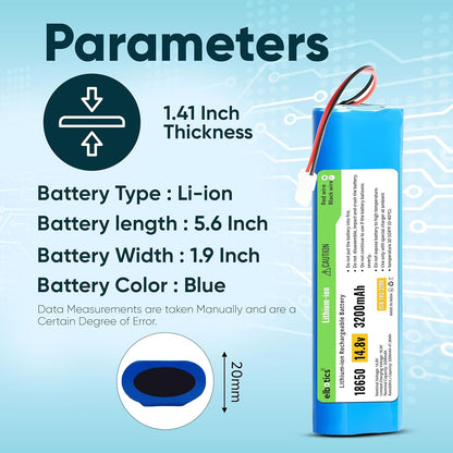 ELBOTICS 14.4V 3200mAh 47.36Wh Li-ion Replacement Battery Compatible with Milagrow i Map 9 Qihoo 360 S6, 360 S8 & 360 S8 Plus Robot Vacuum and Mop Cleaner