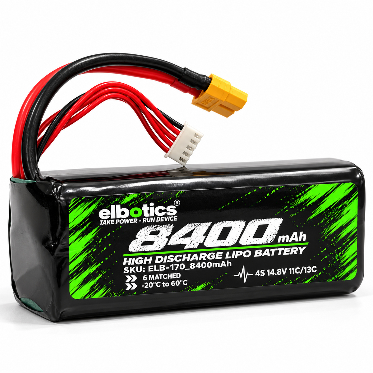 Elbotics P42A 14.8V 8400mAh 11C 4S2P Li-ion FPV Drone Battery Pack with Amass XT60 for 5 Inch and 7 Inch Quadcopters
