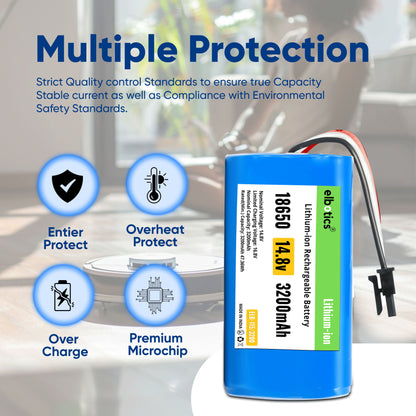 ELBOTICS 14.8V 3200mAh Li-ion Replacement Battery Pack for Qihoo 360 S5, S7, S7 Pro, T9, T90 & X9 Robot Vacuum Cleaner