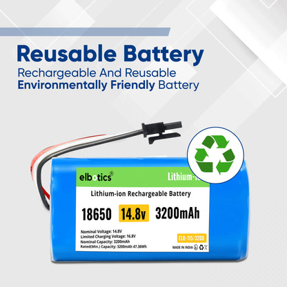 ELBOTICS 14.8V 3200mAh Li-ion Replacement Battery Pack for Qihoo 360 S5, S7, S7 Pro, T9, T90 & X9 Robot Vacuum Cleaner