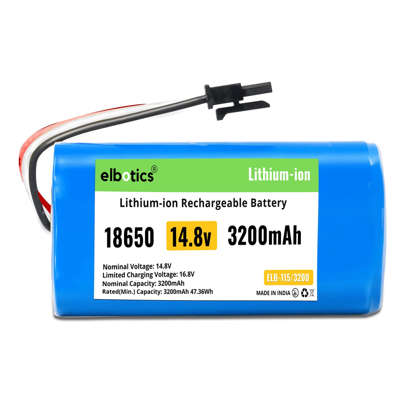 ELBOTICS 14.8V 3200mAh Li-ion Replacement Battery Pack for Qihoo 360 S5, S7, S7 Pro, T9, T90 & X9 Robot Vacuum Cleaner