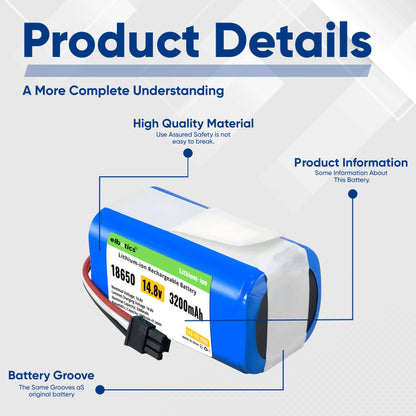 ELBOTICS 14.8V 3200mAh Li-ion Replacement Battery Pack for Qihoo 360 S5, S7, S7 Pro, T9, T90 & X9 Robot Vacuum Cleaner
