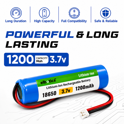 ELBOTICS 3.7V 1200mAh Li-ion Rechargeable Battery with XH2.54 2-Pin Connector for DIY Projects, Toys & Electronics
