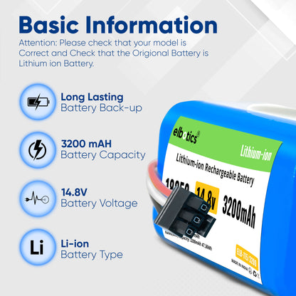ELBOTICS 14.8V 3200mAh Li-ion Replacement Battery Pack for Qihoo 360 S5, S7, S7 Pro, T9, T90 & X9 Robot Vacuum Cleaner