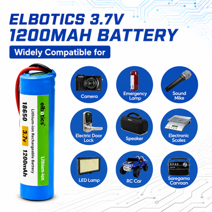ELBOTICS 3.7V 1200mAh Li-ion Rechargeable Battery with XH2.54 2-Pin Connector for DIY Projects, Toys & Electronics