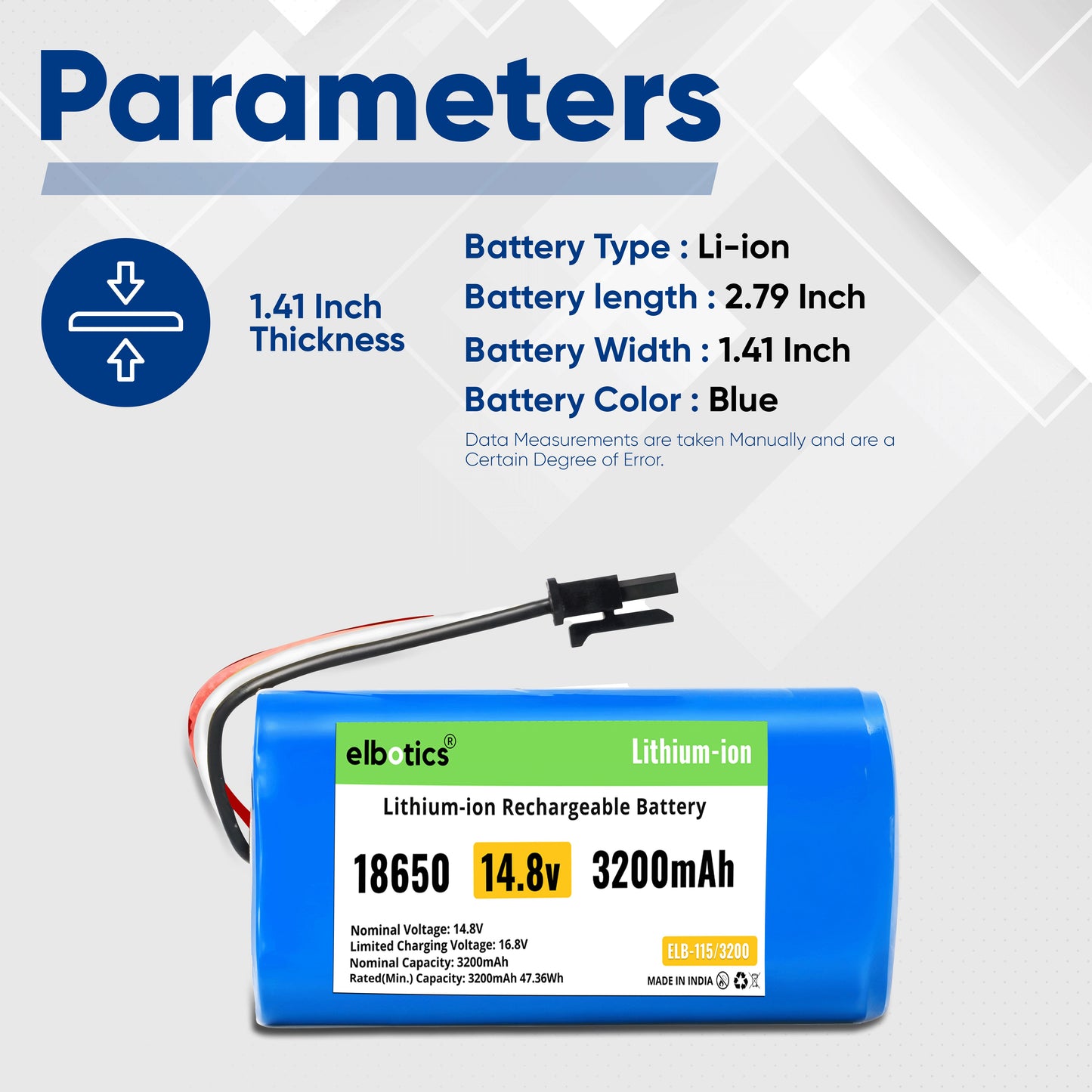 ELBOTICS 14.8V 3200mAh Li-ion Replacement Battery Pack for Qihoo 360 S5, S7, S7 Pro, T9, T90 & X9 Robot Vacuum Cleaner